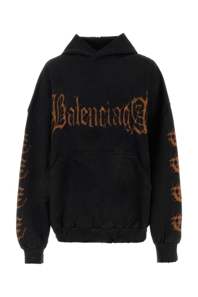 Balenciaga Logo Printed Oversized Sweatshirt In Black