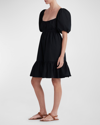Derek Lam 10 Crosby Ada Balloon Sleeve Cotton Dress In Black