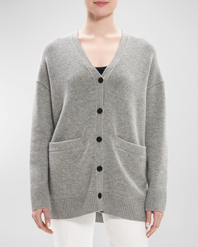 Theory Wool & Cashmere Oversized Drop-shoulder Cardigan In Husky