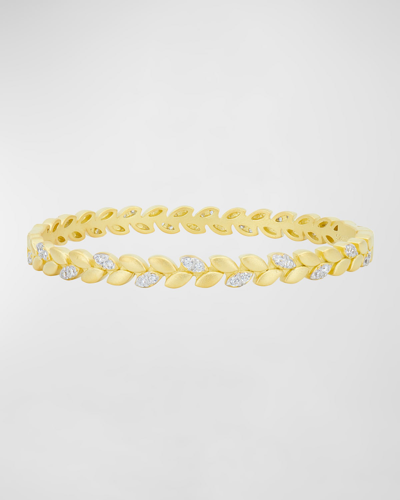 Freida Rothman Sparkling Petals Hinge Bangle In Gold And Silver