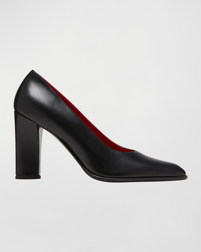 The Row Olivia Calfskin Block-heel Pumps In Black