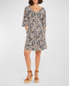 Nic + Zoe Petite Flowing Ferns Printed T-shirt Dress In Neutral Multi
