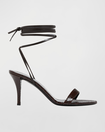 The Row Maud Ankle-tie Leather Gladiator Sandals In Espresso