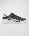 Balmain Rubber Sole Round Toe Low-top Sneakers In Black/white