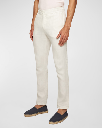 Orlebar Brown Mens Matchstick Drawstring-waistband Straight-leg Regular-fit Cotton-blend Trousers