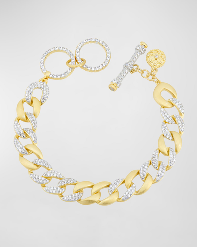Freida Rothman Pave Chain Link Bracelet In Gold And Silver