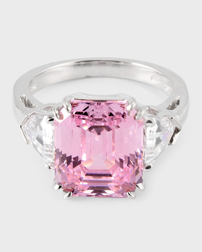 Fantasia By Deserio Emerald-cut Cubic Zirconia Ring With Shield Sides In Pinkcz