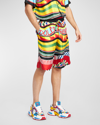 Dolce & Gabbana Multicolor Shorts With All-over Carretto Print In Miscellane