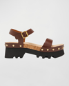 Chloé Woman Sandals Cocoa Size 10 Leather In Brunet Brown