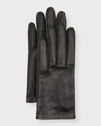 The Row Leather Lorella Gloves In Black