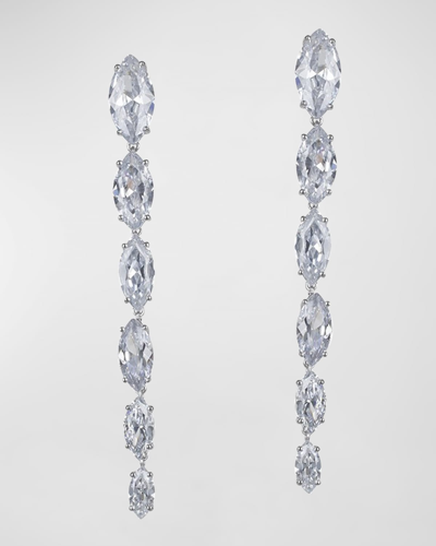 Golconda By Kenneth Jay Lane Marquis Cubic Zirconia Vertical Post Earrings In Silver