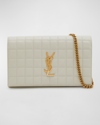 Saint Laurent Cassandra Quilted Lambskin Leather Wallet On Chain In 9207 Crema Soft