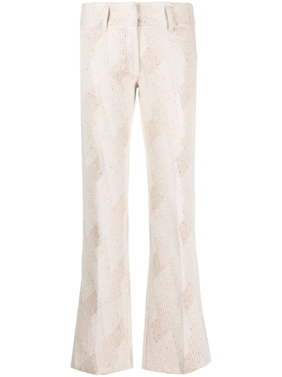 Forte Forte Embroidered-design Straight-leg Trousers In Neutrals