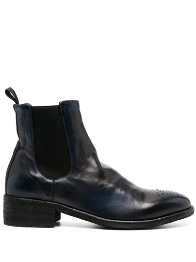 Officine Creative Elasticated-panels Leather Boots In Blue