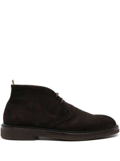 Officine Creative Low-top Lace-up Suede Boots In Brown