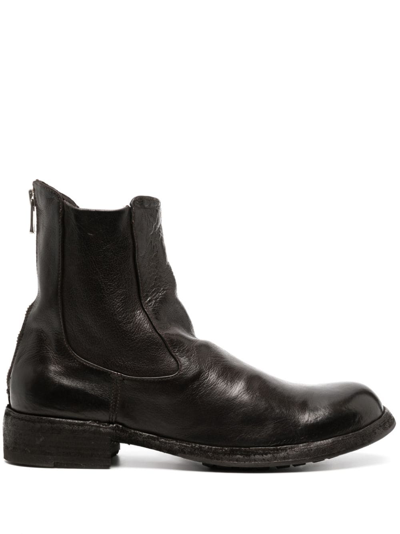 Officine Creative Round-toe Leather Boots In Brown