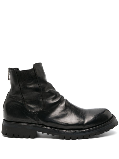 Officine Creative Ikonic 005 Leather Ankle Boots In Black