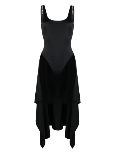 Versace Medusa-chain Sleeveless Midi Dress In Black
