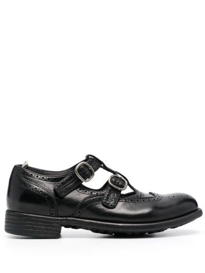 Officine Creative Perforated-detail Buckled Leather Shoes In Black