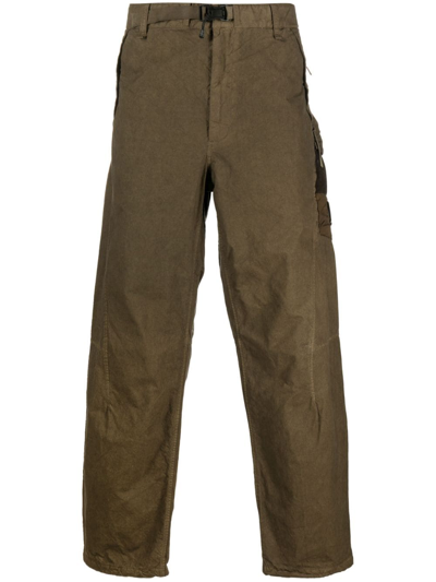 C.p. Company Lens-detail Straight-leg Trousers In Green