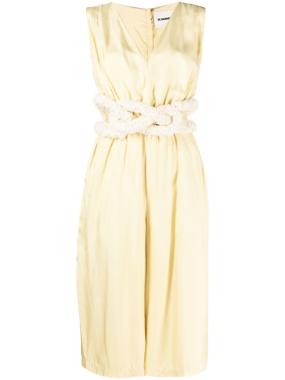 Jil Sander Embellished Satin Jumpsuit In Yellow