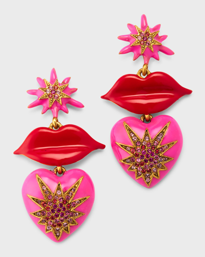 Elizabeth Cole Kiss Me Drop Earrings In Pink