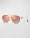 Tiffany & Co Gauge Link Gradient Aviator Sunglasses In Rose Gold