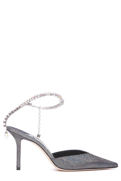 Jimmy Choo Saeda 晶饰高跟鞋 In Silber