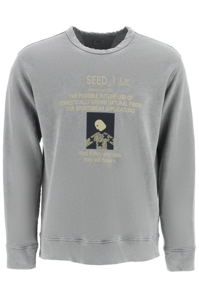 C.p. Company Graphic Printed Crewneck Sweatshirt In Grey