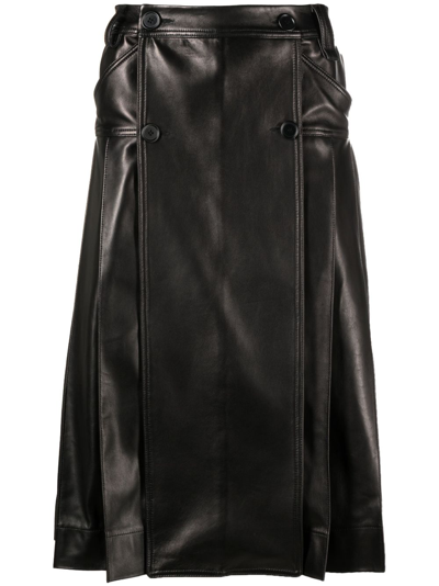 Simone Rocha Pleated Leather Kilt In Black