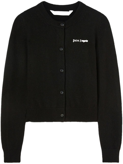 Palm Angels Logo-print Button-up Cardigan In Black