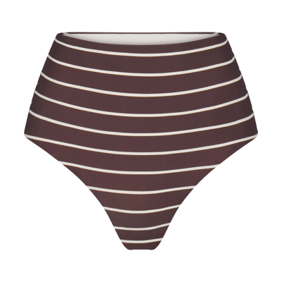 Anemos The High-waist Bikini Bottom In Espresso Odd Stripes