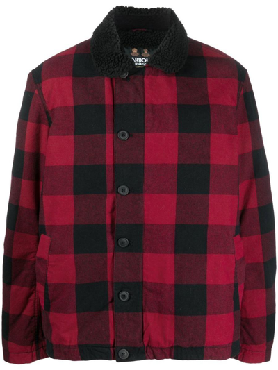 Barbour Check-pattern Button-up Jacket In Bk11 Red Black