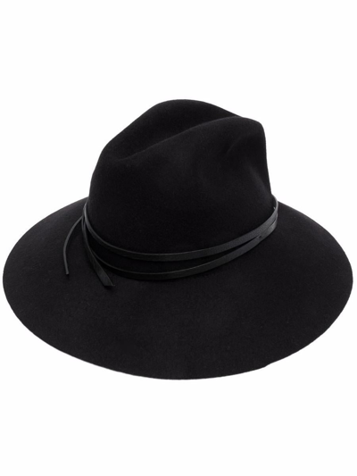 Golden Goose Golden Fedora Hat Felt With Leather Belt In Black