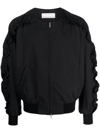 Random Identities Bomber With Ruffled Sleeve Clothing In Black