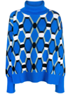 Random Identities Abstract-print Wool Jumper In Blue