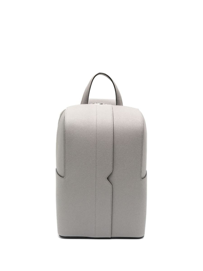 Valextra Men's V-line Leather One Shoulder Backpack In Grey