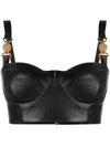 Versace Black Medusa Leather Bra In Black