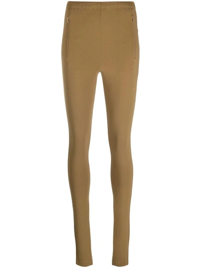Wardrobe.nyc High-waisted Leggings With Side Zip Pockets In Brown