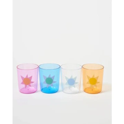 Sunnylife Summer Sipping Poolside 4-piece Assorted Highball Tumbler Set In Neutral