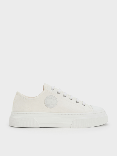 Charles & Keith Canvas Low-top Sneakers In White