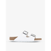 Birkenstock Arizona Patent Sliders In White Birko