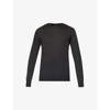 Emporio Armani Patterned Knit Wool And Silk Blend Jumper In Black
