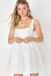 Lulus Bubbly Love White Taffeta Corset Mini Dress In White