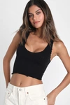 Free People Here For You Racerback Crop Camisole In Black
