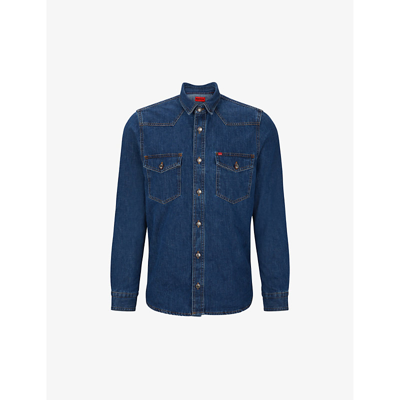 Hugo Boss Blue Western Yoke Denim Shirt In Light/pastel Blue