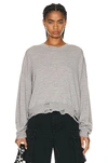 R13 DISTRESSED CROPPED OVERSIZED PULLOVER