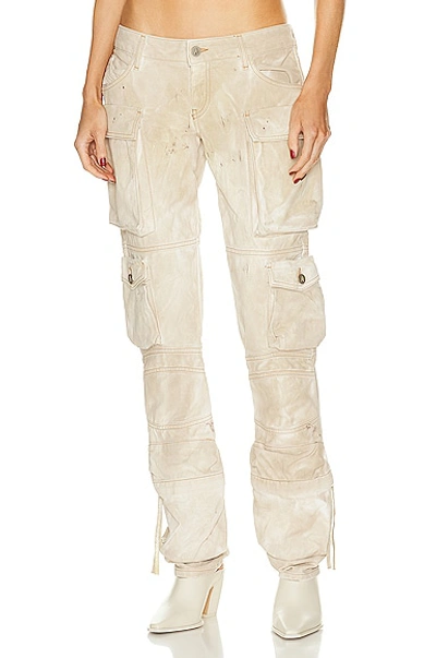 Attico Marbled Cargo Pants For Women With Embroidered Logo And Multiple Pockets In Beige