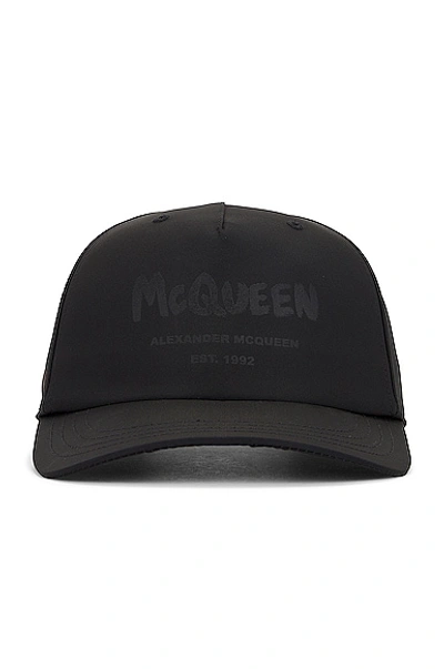 Alexander Mcqueen Tonal Graffiti Hat In Black