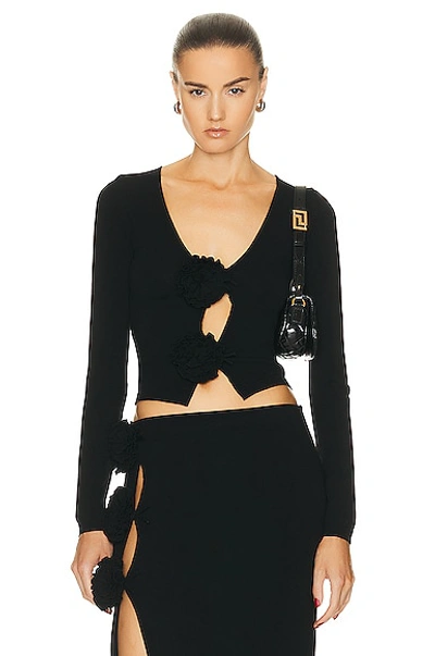 Jean Paul Gaultier Embellished Stretch-knit Cardigan In 00-black